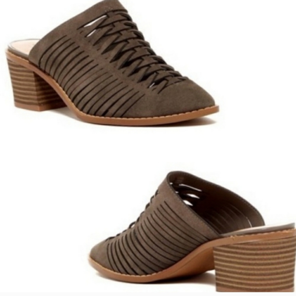 Melrose & Market - Leather Basket Weave Mules 9